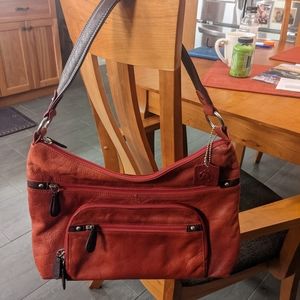 Osgoode Marley red/burgundy Leather Hobo Shoulder Purse Handbag